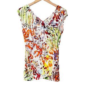 Anthropologie Floral Sleeveless Wrap Shirt, Sz M